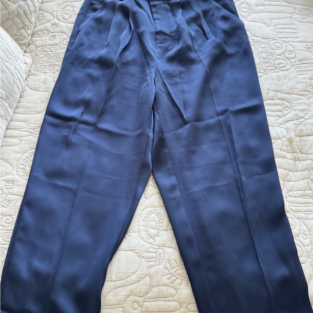 Navy Blue Pleated Trousers